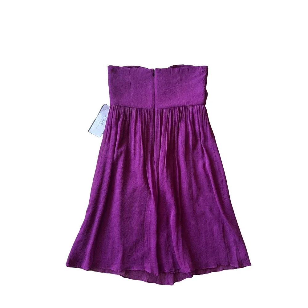 NWT J Crew Sz 4 Taryn Silk Chiffon Strapless Sweetheart Plum Mini Dress 22512